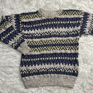 Vintage Northwest Territory Knit Sweater Mens Medium Nordic Knit Striped